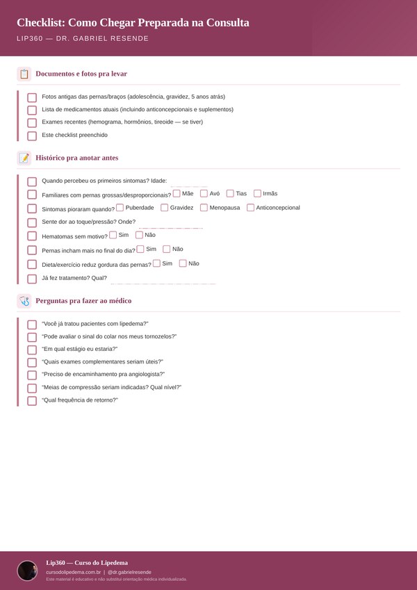 Prévia do Checklist: Como Chegar Preparada na Consulta